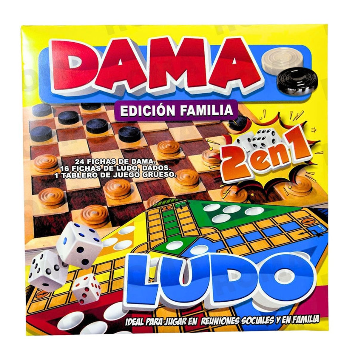 GENERICO - JUEGO 2 EN 1 DAMAS Y LUDO - JUEGO DE MESA