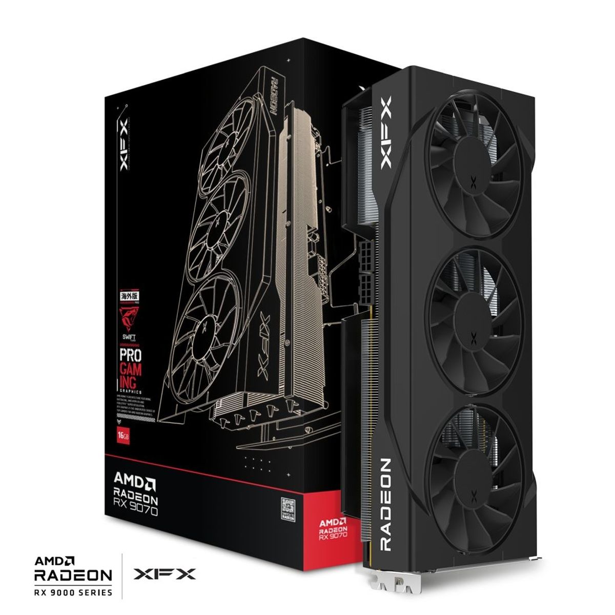 XFX - Tarjeta de Video XFX Swift AMD Radeon RX 9070 OC Triple Fan