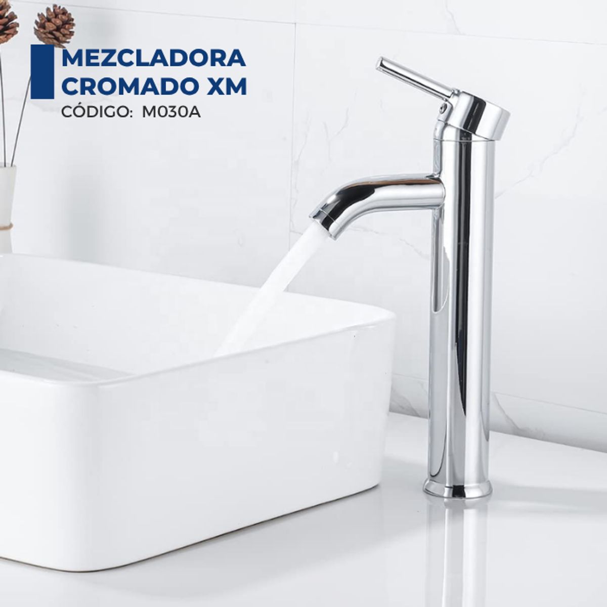 XM - MEZCLADORA MONOCOMANDO PARA LAVATORIO ALTO COMADO M0733AS