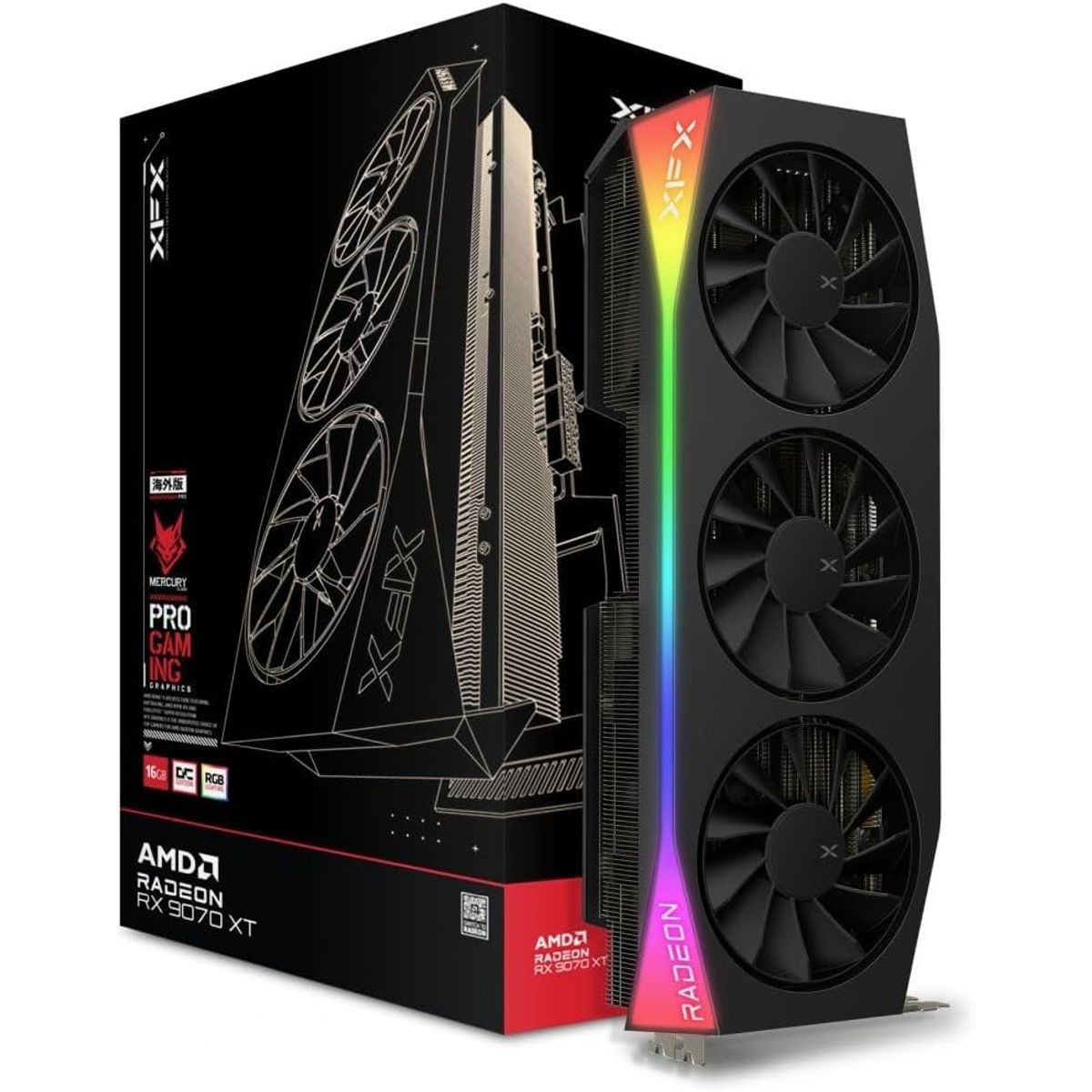 XFX - Tarjeta de Video XFX Mercury RX 9070XT OC Gaming Edition RGB