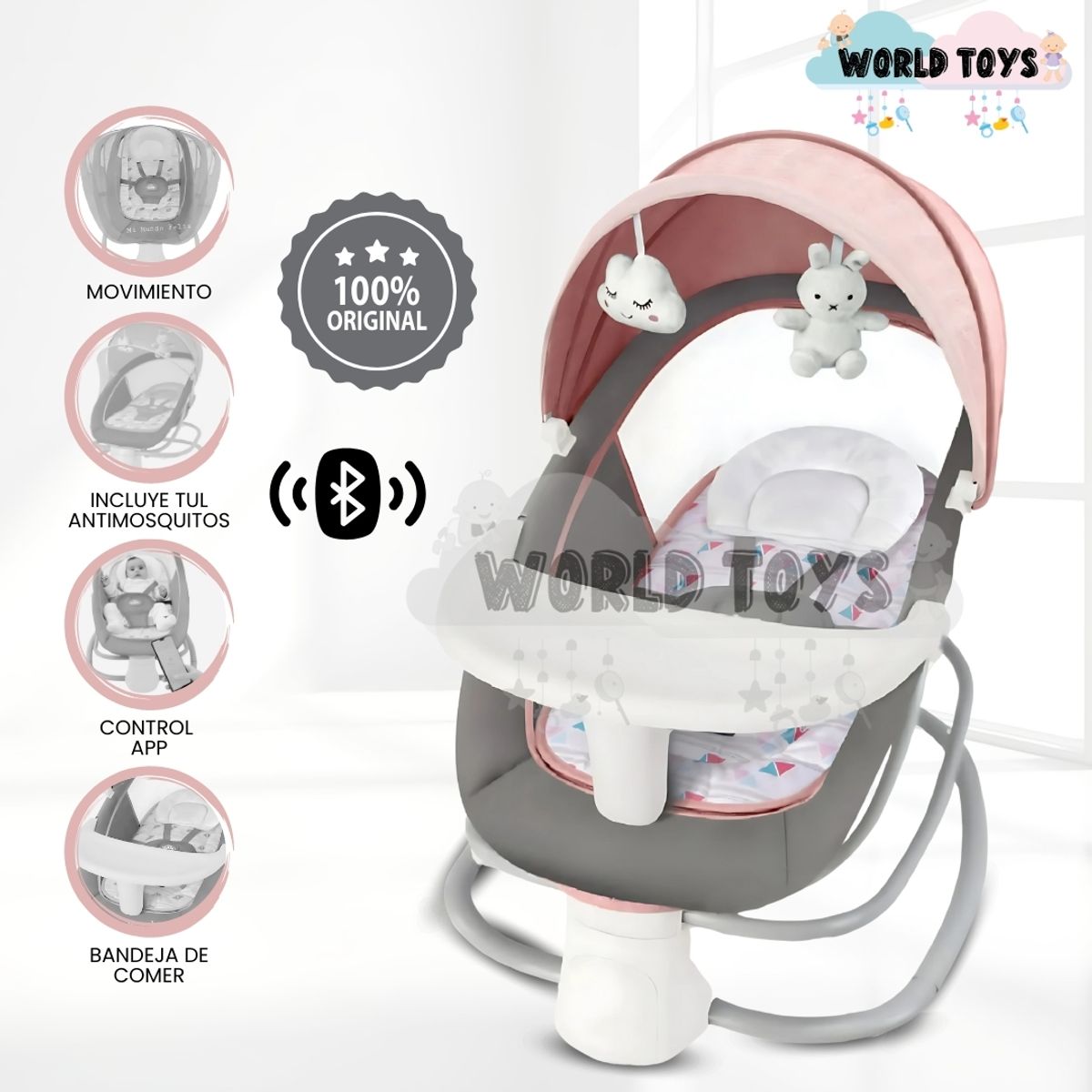 BABY - Mecedora Plegable Eléctrica para Bebés «DOLLY II» Pink