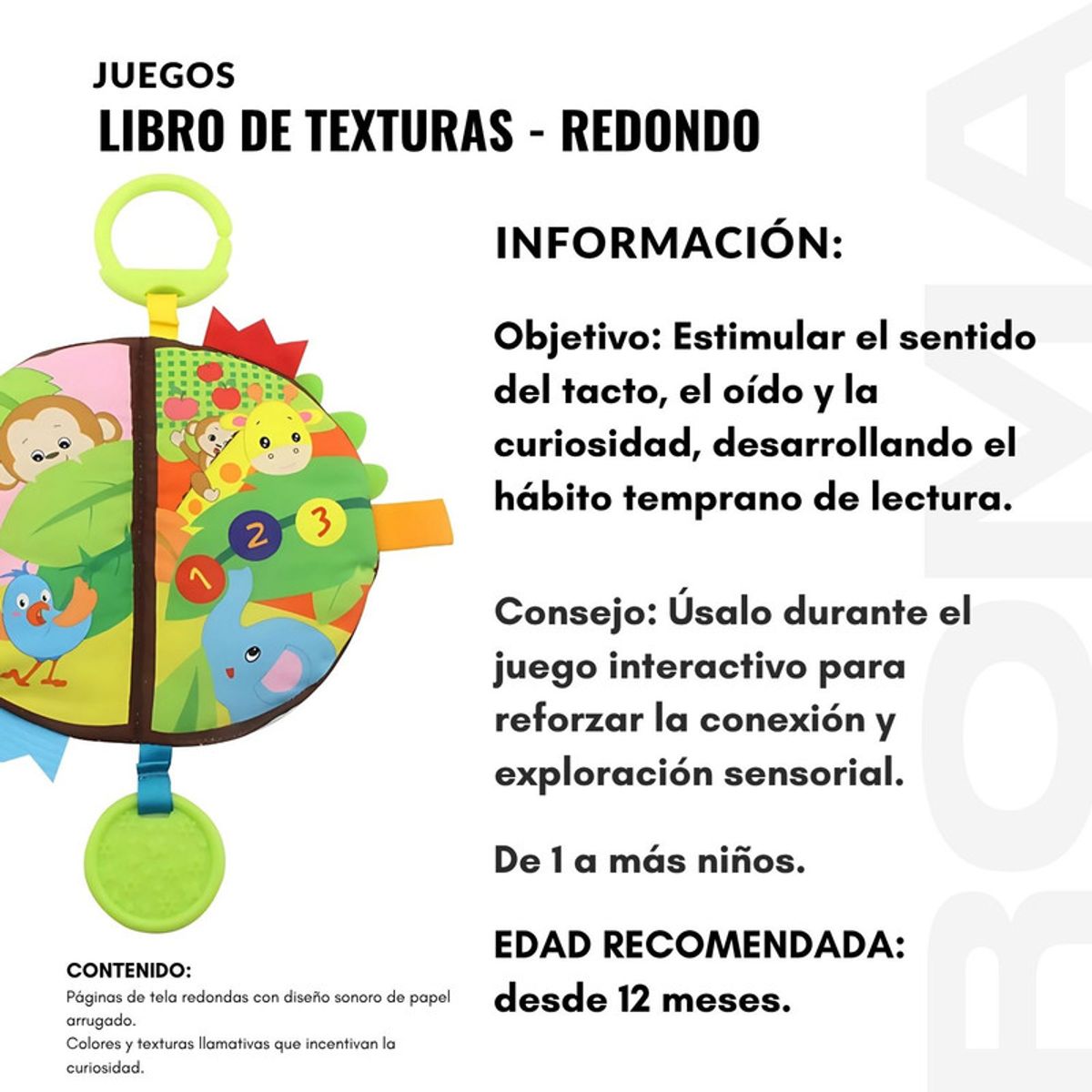 GENERICO - LIBRO DE TEXTURAS  REDONDO - JUEGO DIDÁTICO