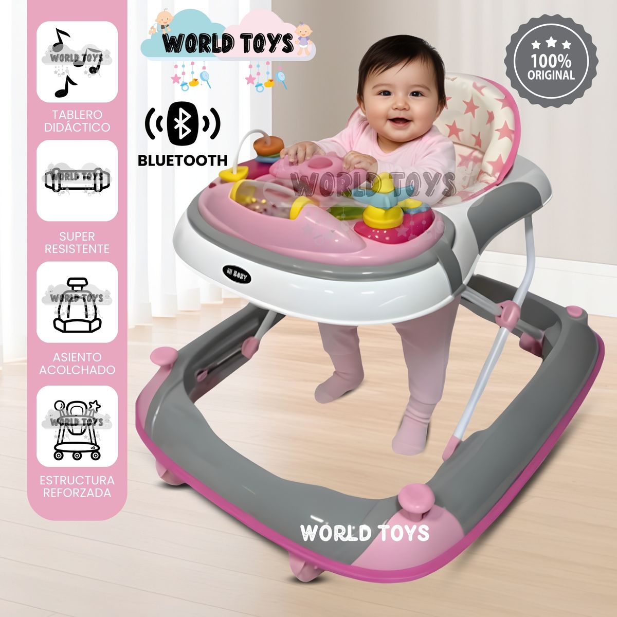 BABY - Andador Musical Plegable con Bluettoth «RUDDER» Pink