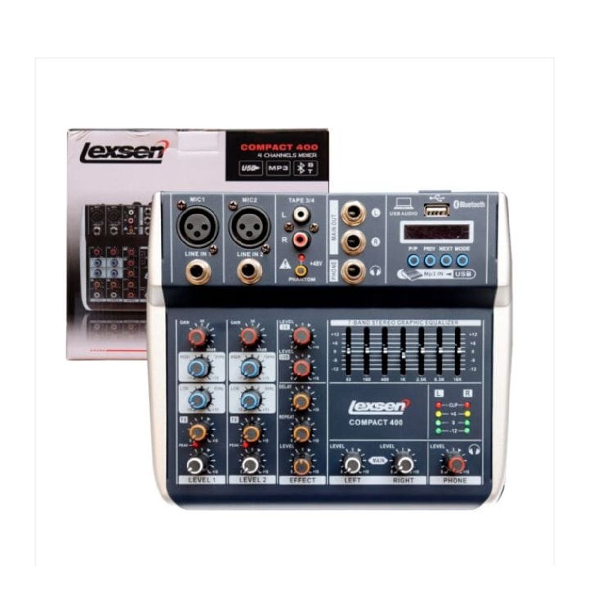 GENERICO - CONSOLA POWER AMPLIFICADA BLUETOOH USB 2 CANALES SISTEMA PHANTOM