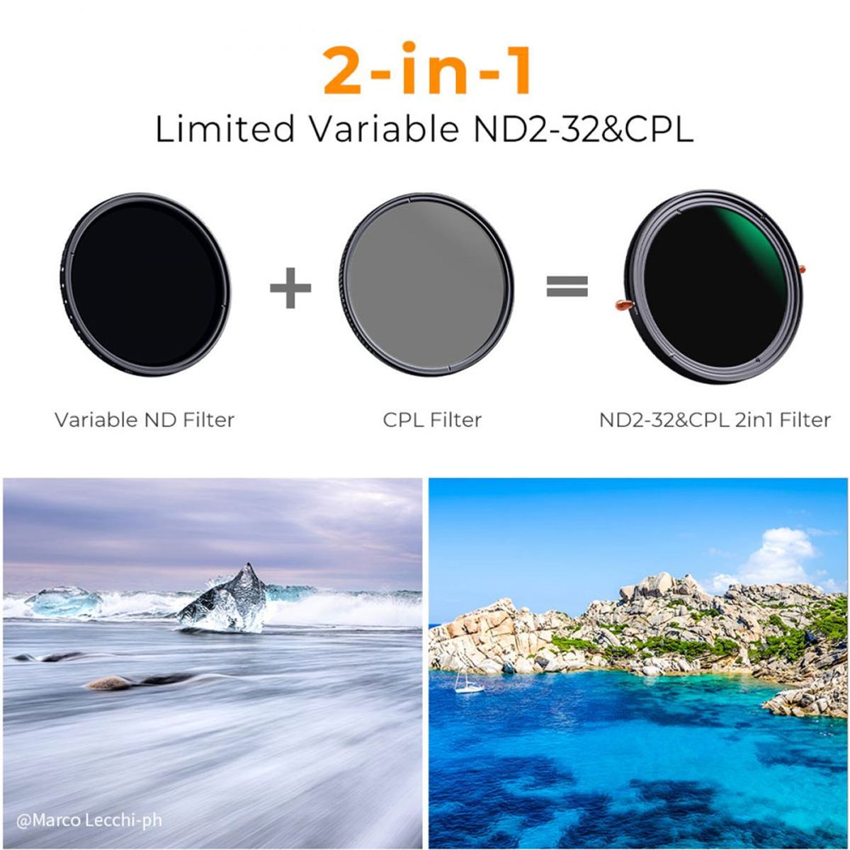 K&F CONCEPT - Filtro K&F Concept Variable ND2-32 + CPL Polarizador 67mm - KF011085v1