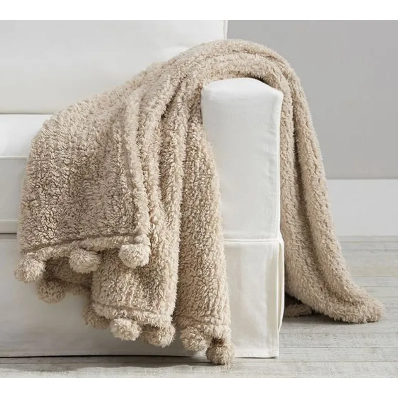 GENERICO - Manta pompón beige decoraline home