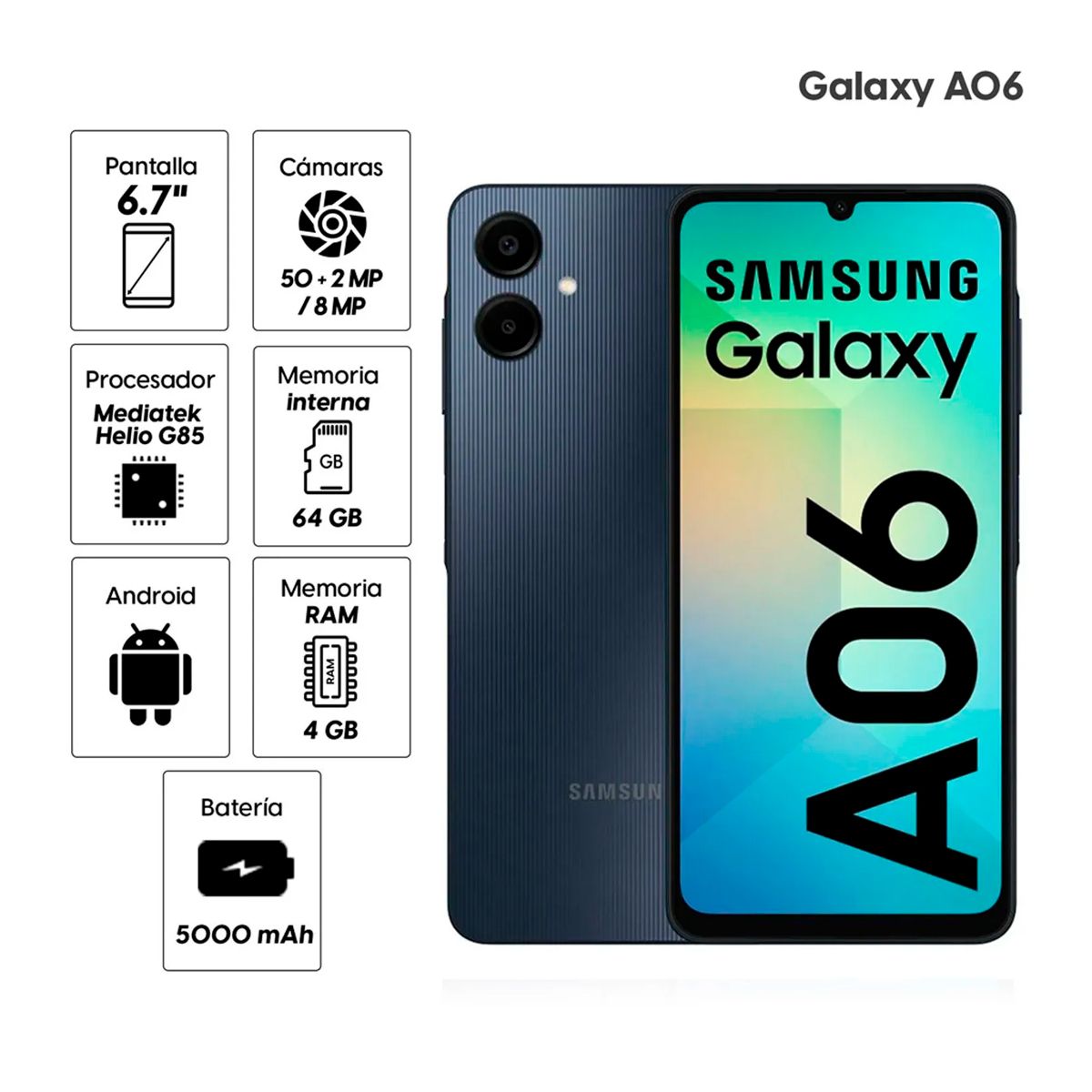 SAMSUNG - A06 4GB RAM 64GB - NEGRO