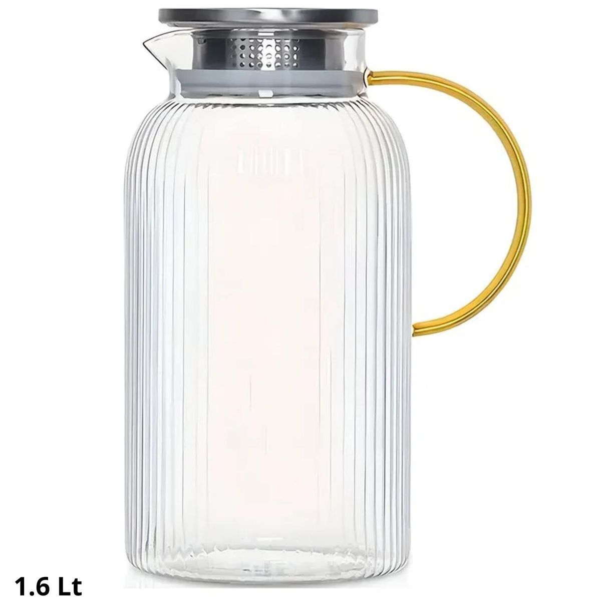 ICHIMATSU - Tetera de vidrio borosilicato con tapa de acero y asa de color 1.6 L- ichimatsu