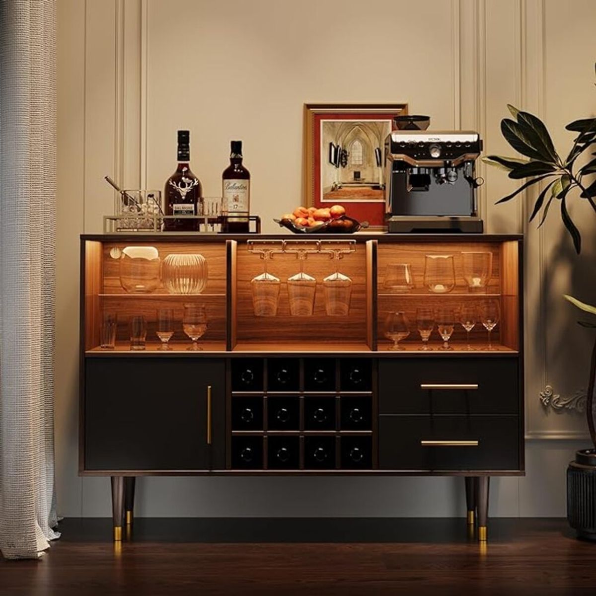 TU MESITA - Mueble de Bar Elegante Moderno Áureo Color GalesNegro TU MESITA