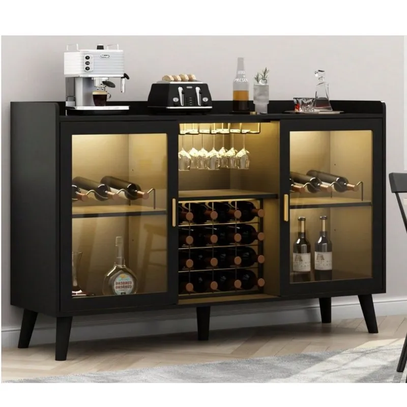 TU MESITA - Mueble de Bar Elegante Sanchez 2 Puertas Color Negro TU MESITA