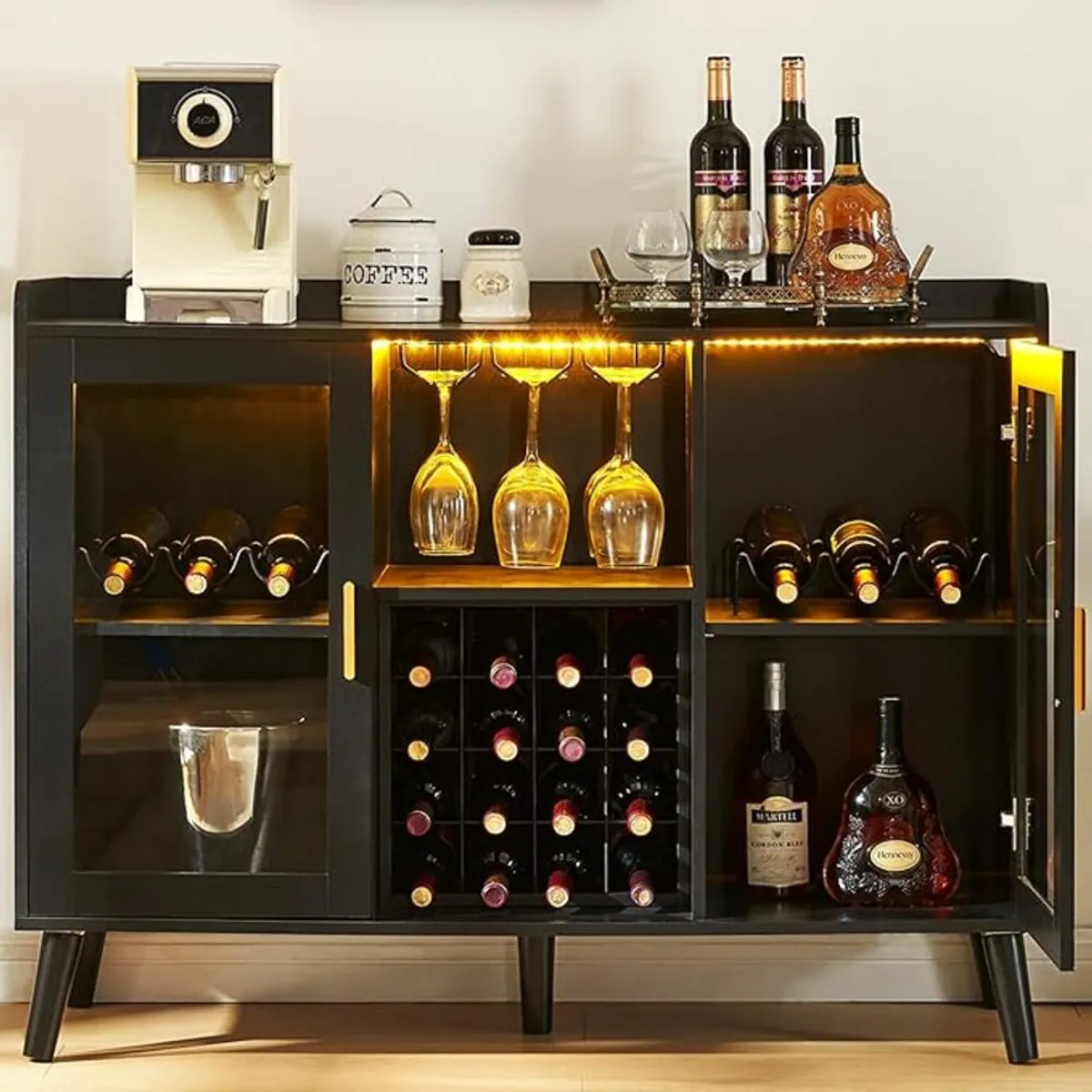 TU MESITA - Mueble de Bar Elegante Sanchez 2 Puertas Color Negro TU MESITA