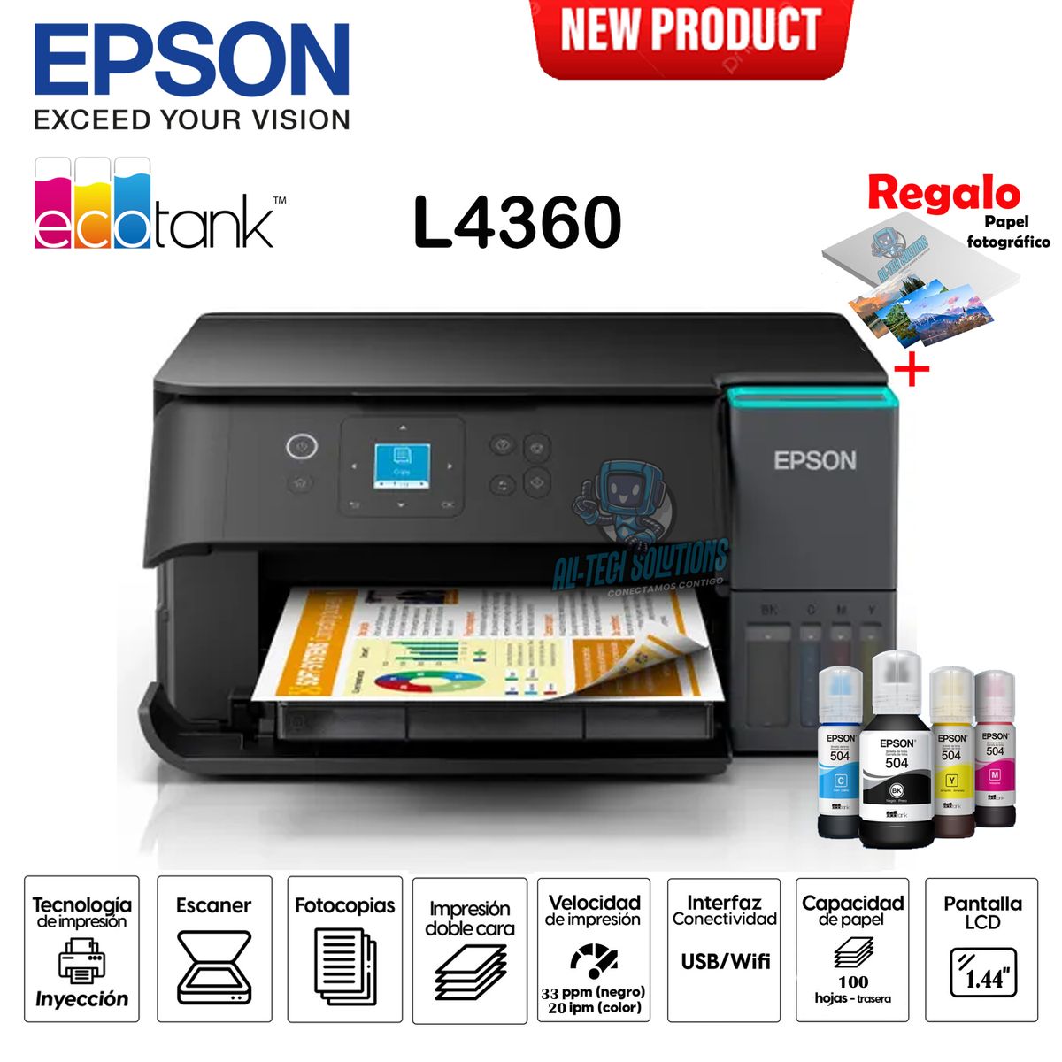 EPSON - IMPRESORA MULTIFUNCIONAL ECOTANK EPSON L4360 WIFI DUPLEX