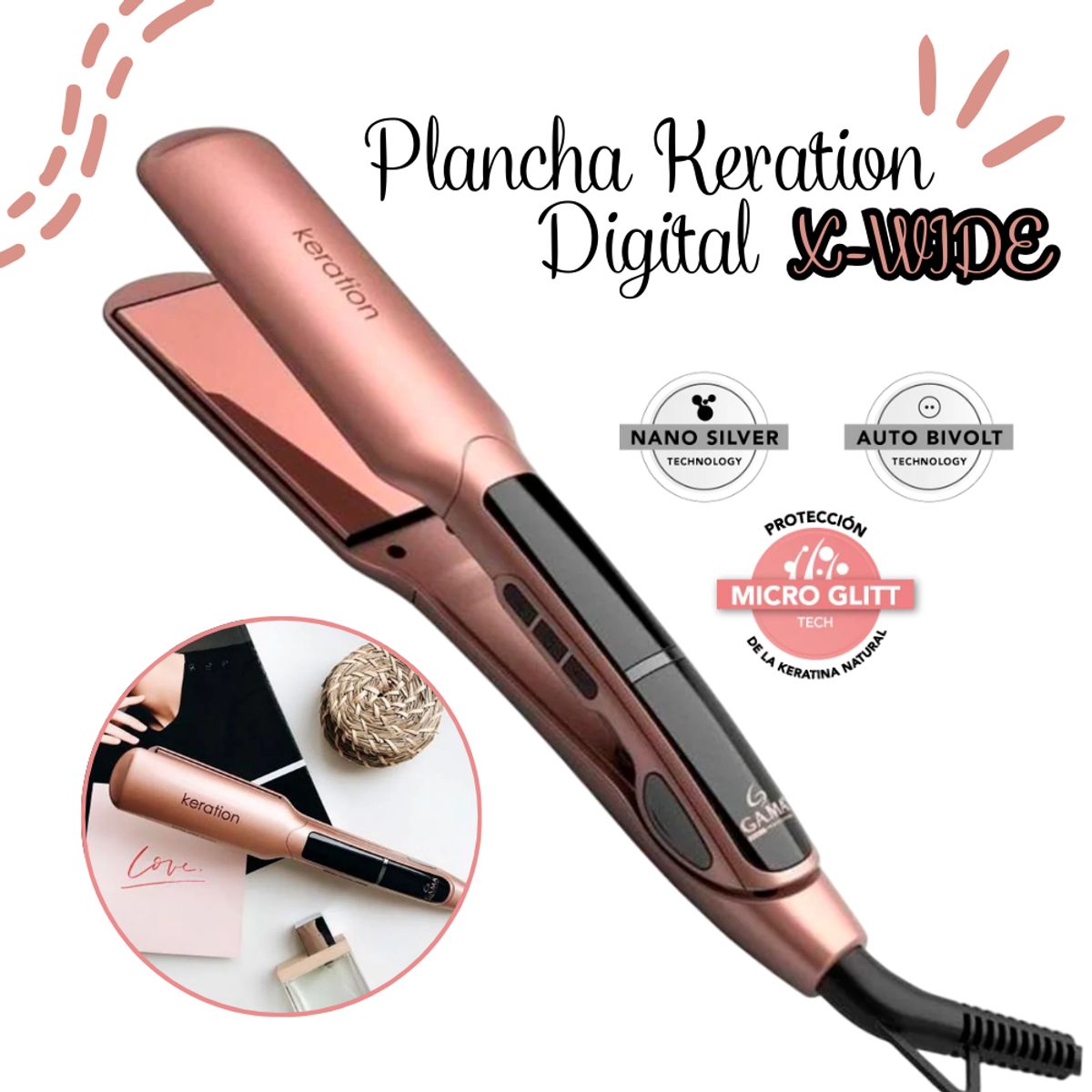 Gama - Plancha Alisadora GAMA Keration Digital X-WIDE - BECHS0000001440