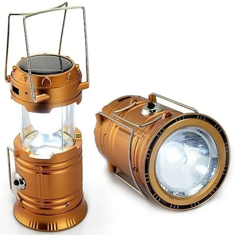 GENERICO - Lámpara Linterna Solar USB Recargable Para Camping ORO