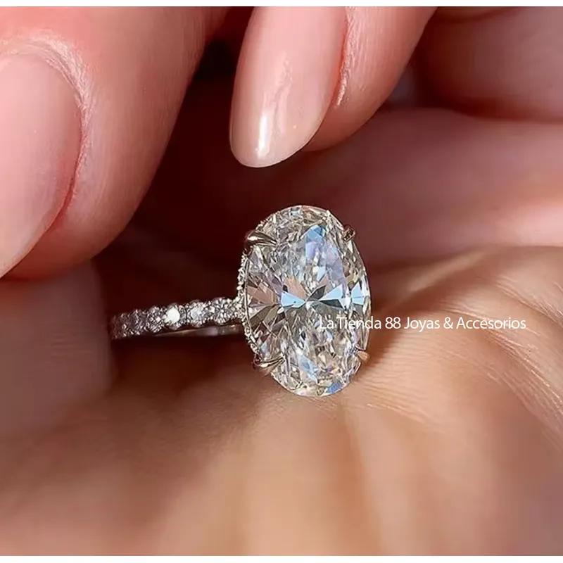 LA TIENDA 88 JOYAS Y ACCESORIOS - La Tienda 88 - Anillo De Compromiso Mujer Bañado Oro 18k - Blanco