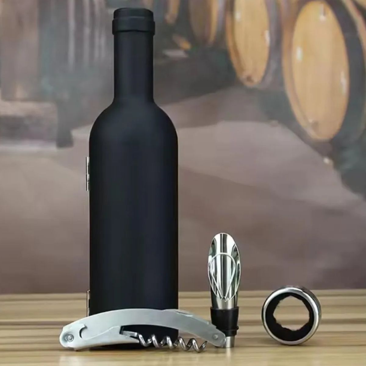 GENERICO - Set de 3 Piezas Abridor Sacacorchos para Vinos en Forma de Botella