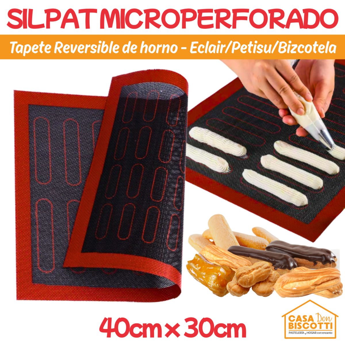 GENERICO - Silpat Silpack de Silicona Perforada Microperforado Reversible 40x30cm