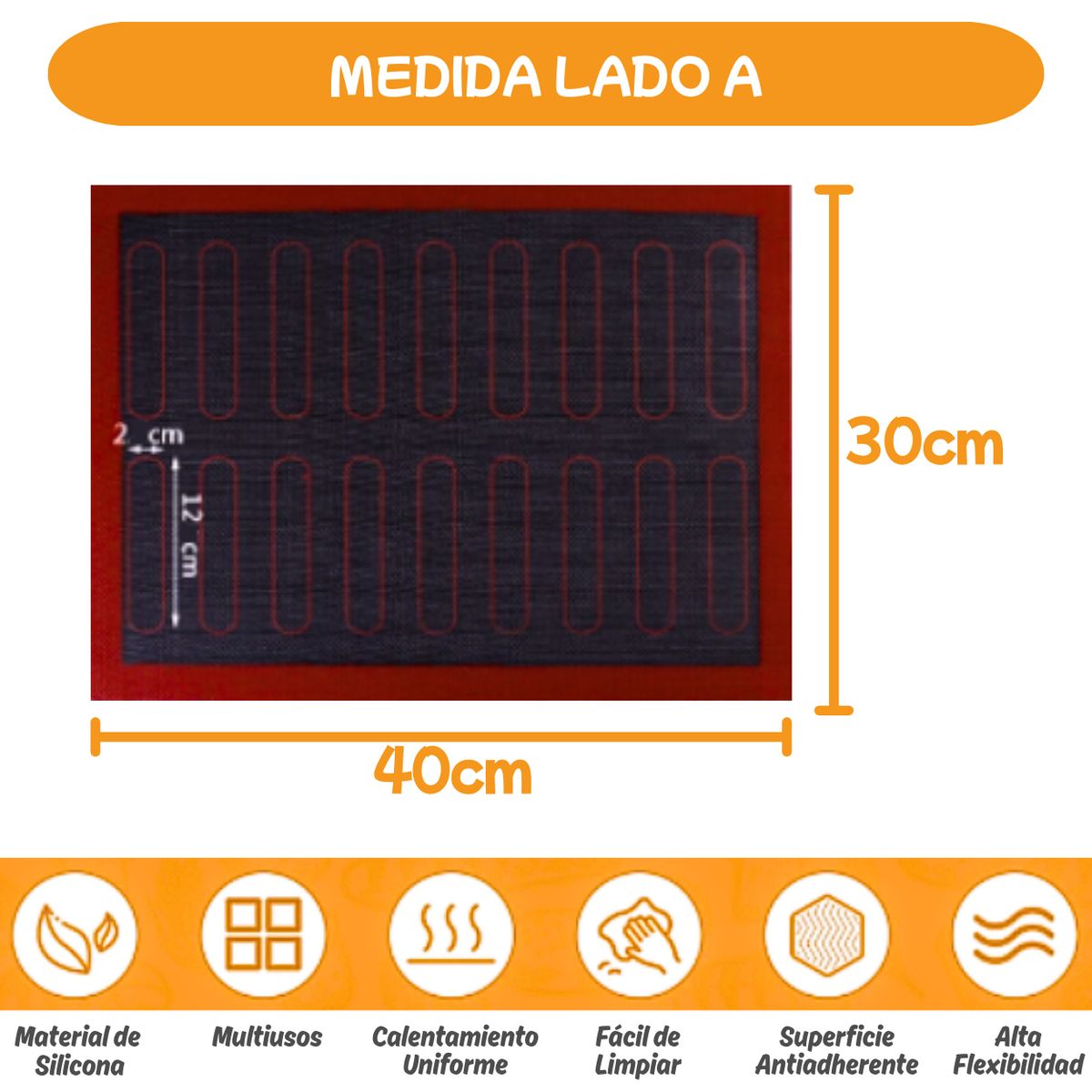 GENERICO - Silpat Silpack de Silicona Perforada Microperforado Reversible 40x30cm