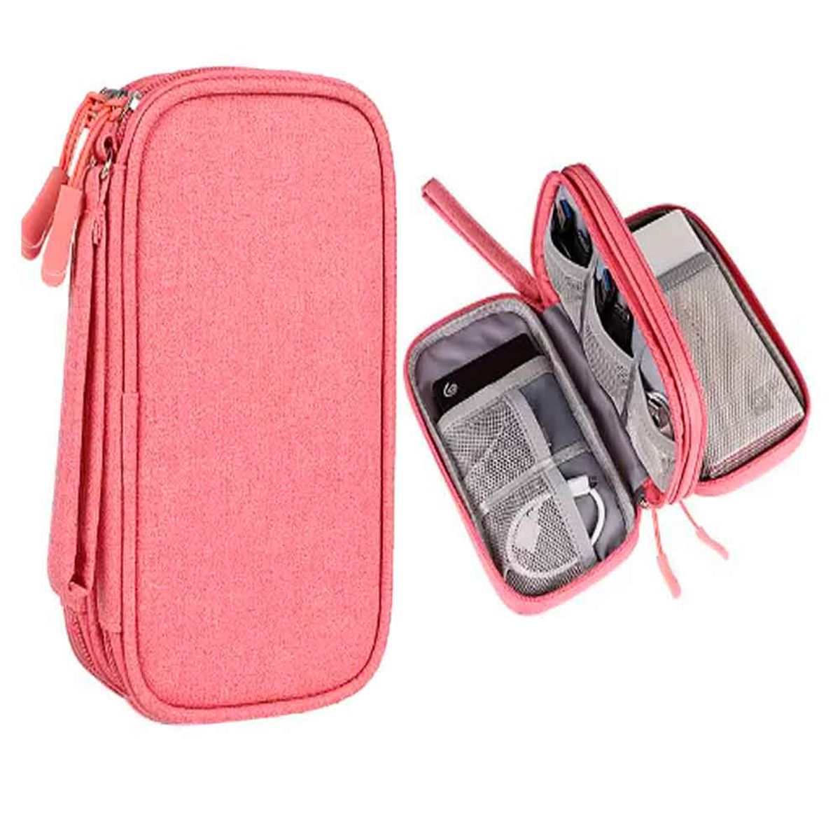 VARIOS - Estuche Organizador de Viaje Documento Electrónicos Impermeable Rosado