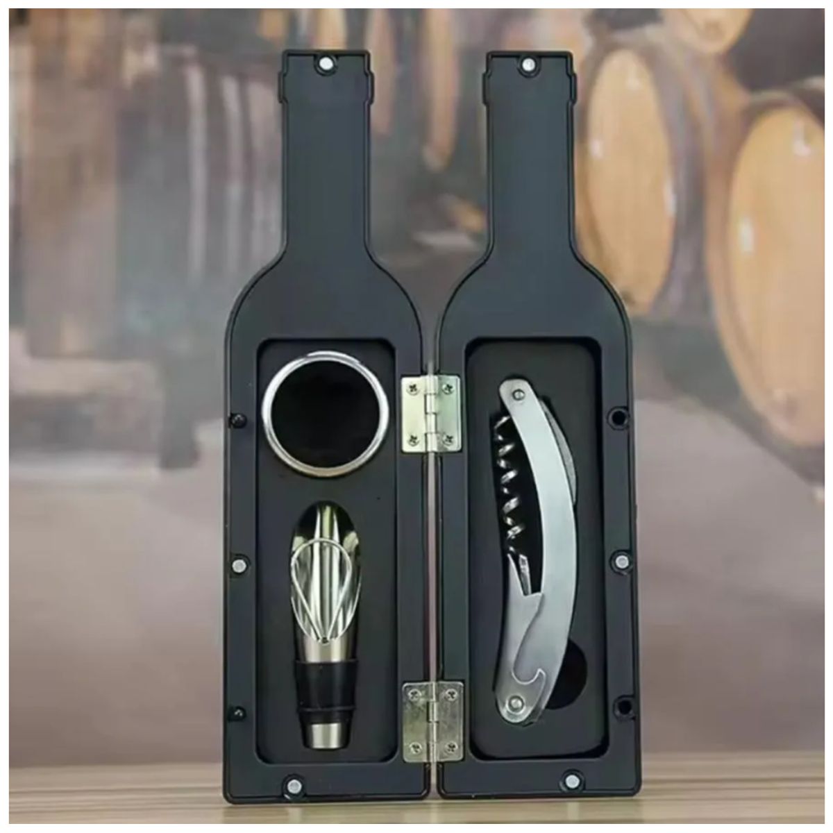GENERICO - Set de 3 Piezas Abridor Sacacorchos para Vinos en Forma de Botella