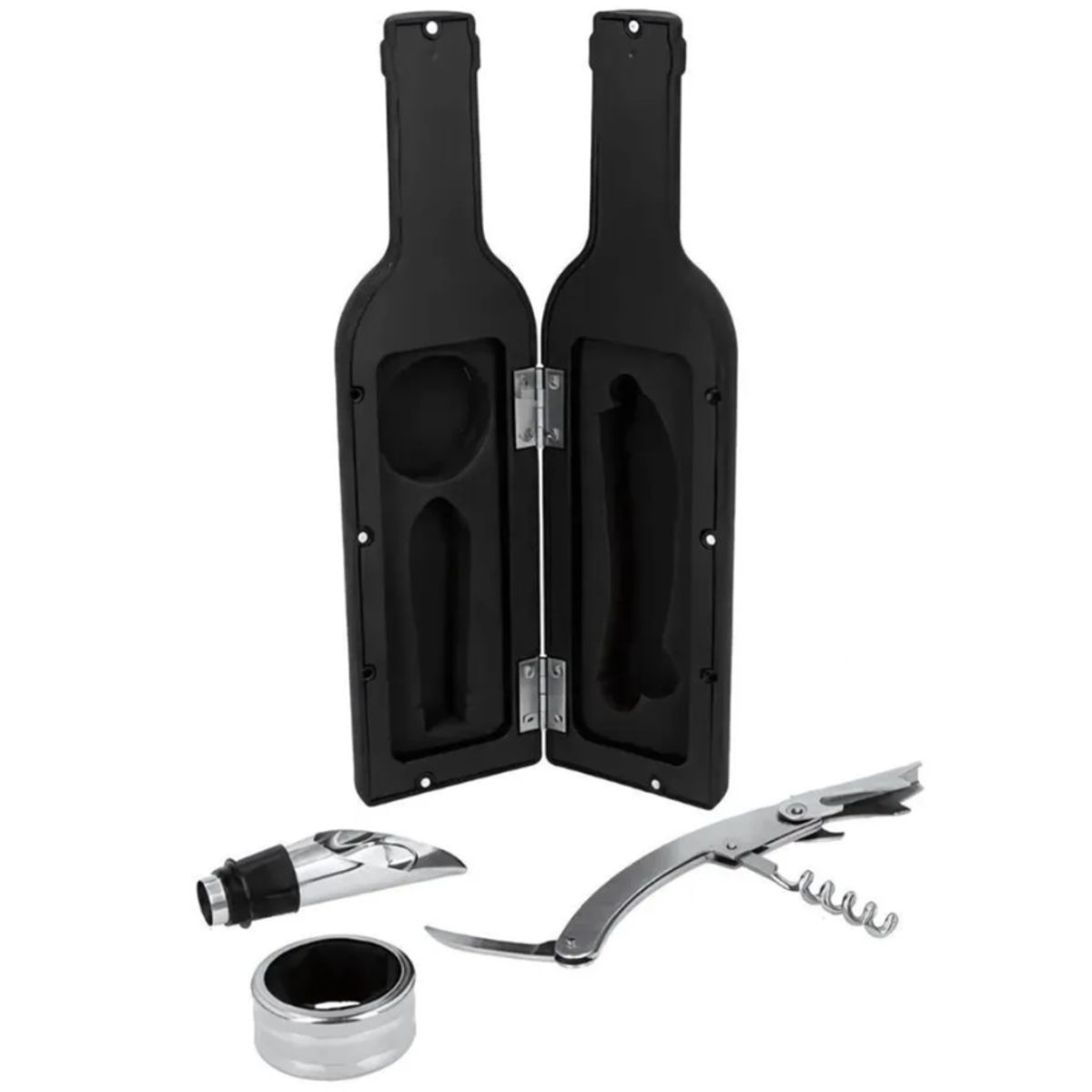 GENERICO - Set de 3 Piezas Abridor Sacacorchos para Vinos en Forma de Botella