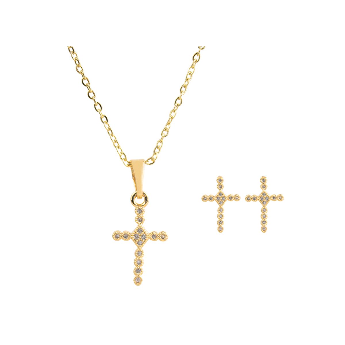 CLEO JOYAS & ACCESORIOS - Set Cruz con circones