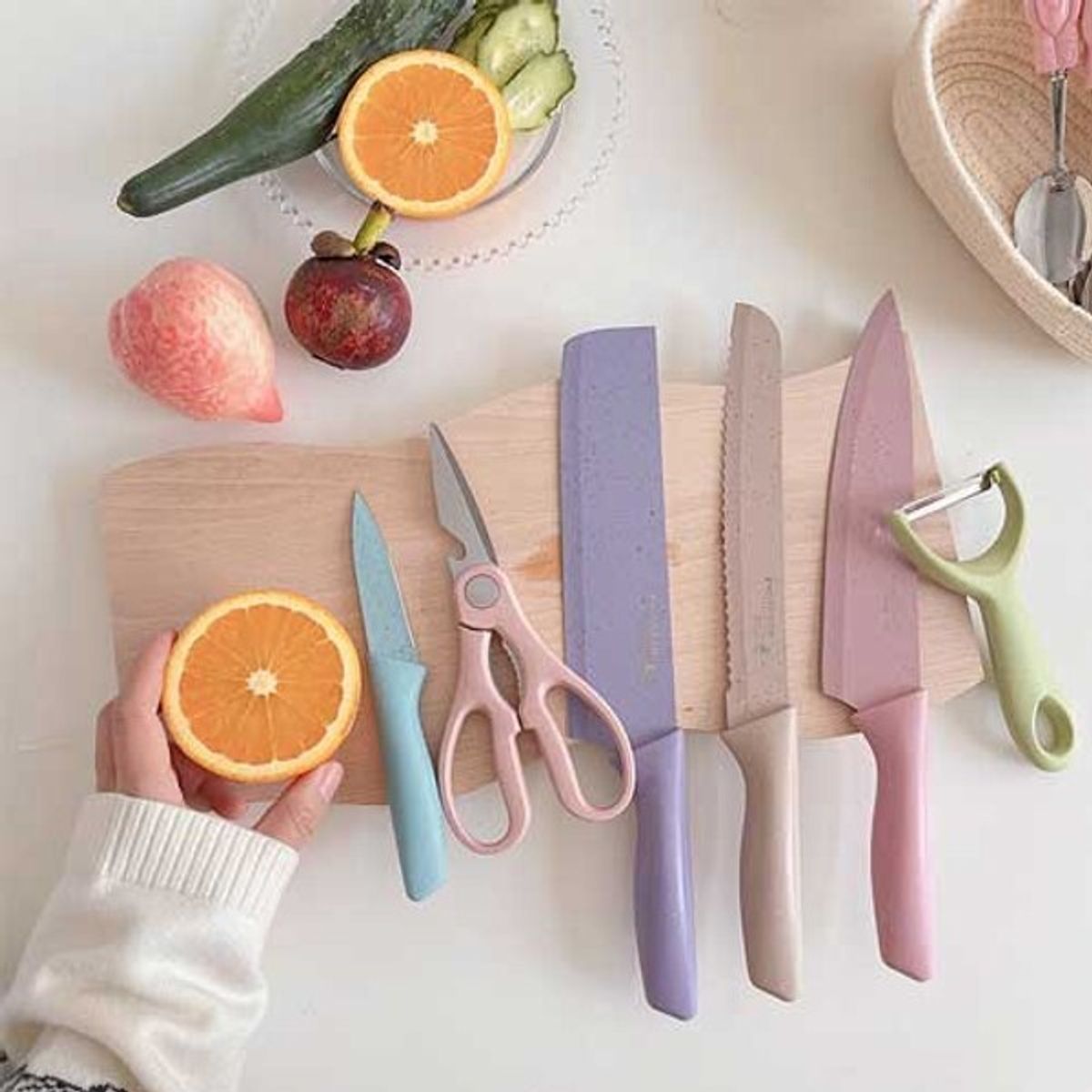 GENERICO - SET CUCHILLOS COCINA 6 PIEZAS CORTAR PICAR PELAR ACERO INOXIDABLE