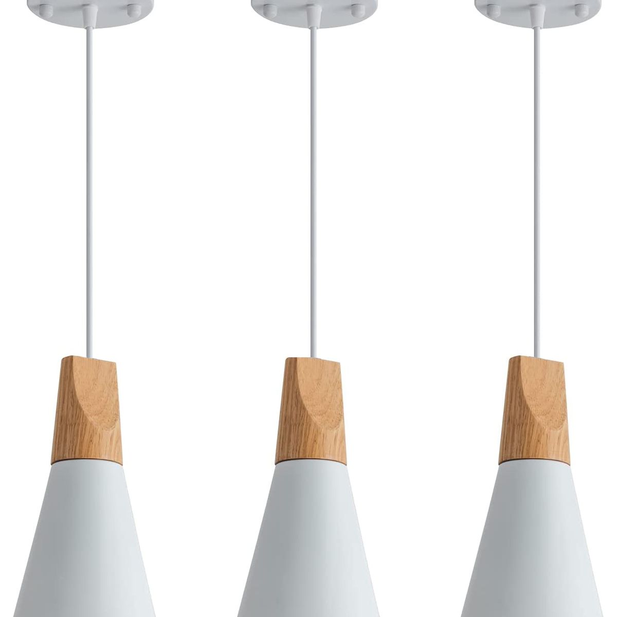 HOME NEAT - 3 Unidades Lámpara de techo colgante nórdica madera aluminio E27.