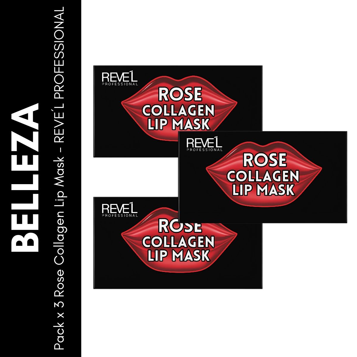 GENERICO - Pack x3 Rose Collagen Lip Mask - REVE´L PROFESSIONAL