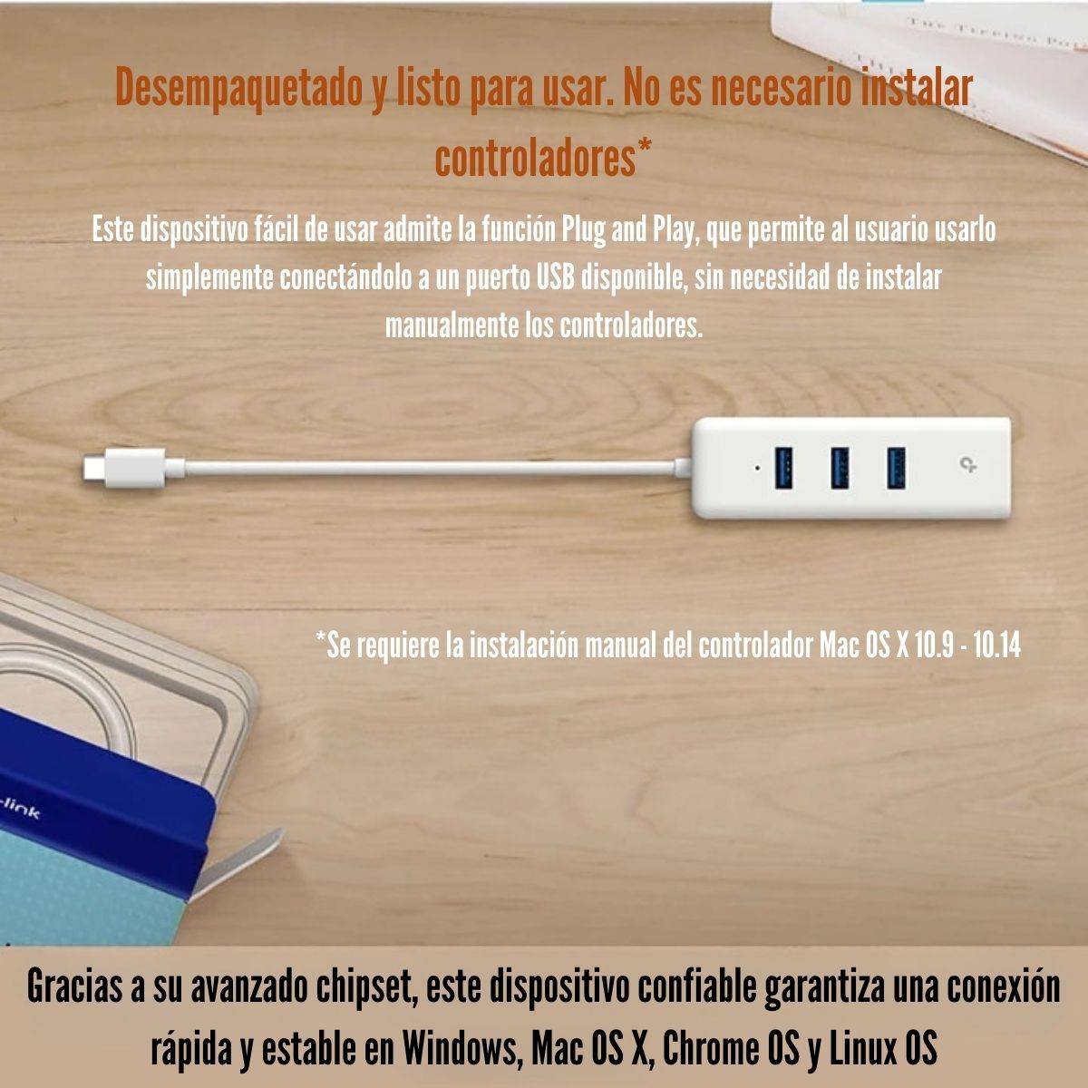 TP LINK - TP-Link - Adaptador de Red UE330C Type-C con 3 USB 3.0 y Gigabit