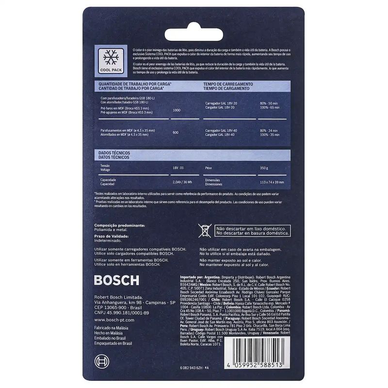 BOSCH - Batería de Ion de Litio 18V 2 Ah BOSCH Gba 18V-2