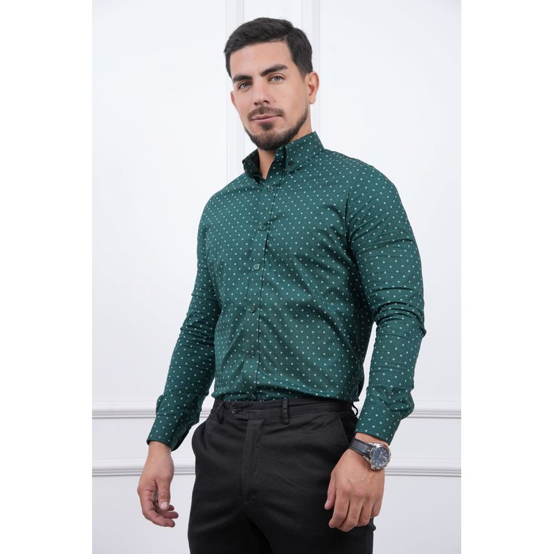 MEHIVIC - CAMISA  MEHIVIC SLIM FIT MICRO PUNTOS MANGA LARGA CUELLO CAMISERO