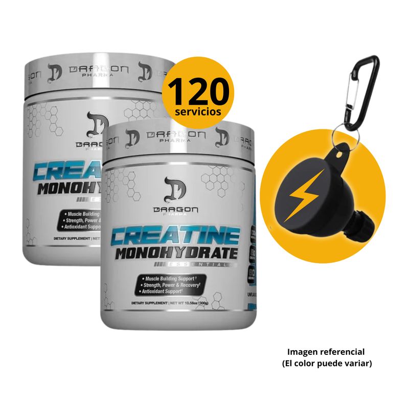 DRAGON - CREATINAS DRAGON PHARMA DE 300gr 2und - CREATINAS MONOHIDRATADAS CON PORTASUPLEMENTOS