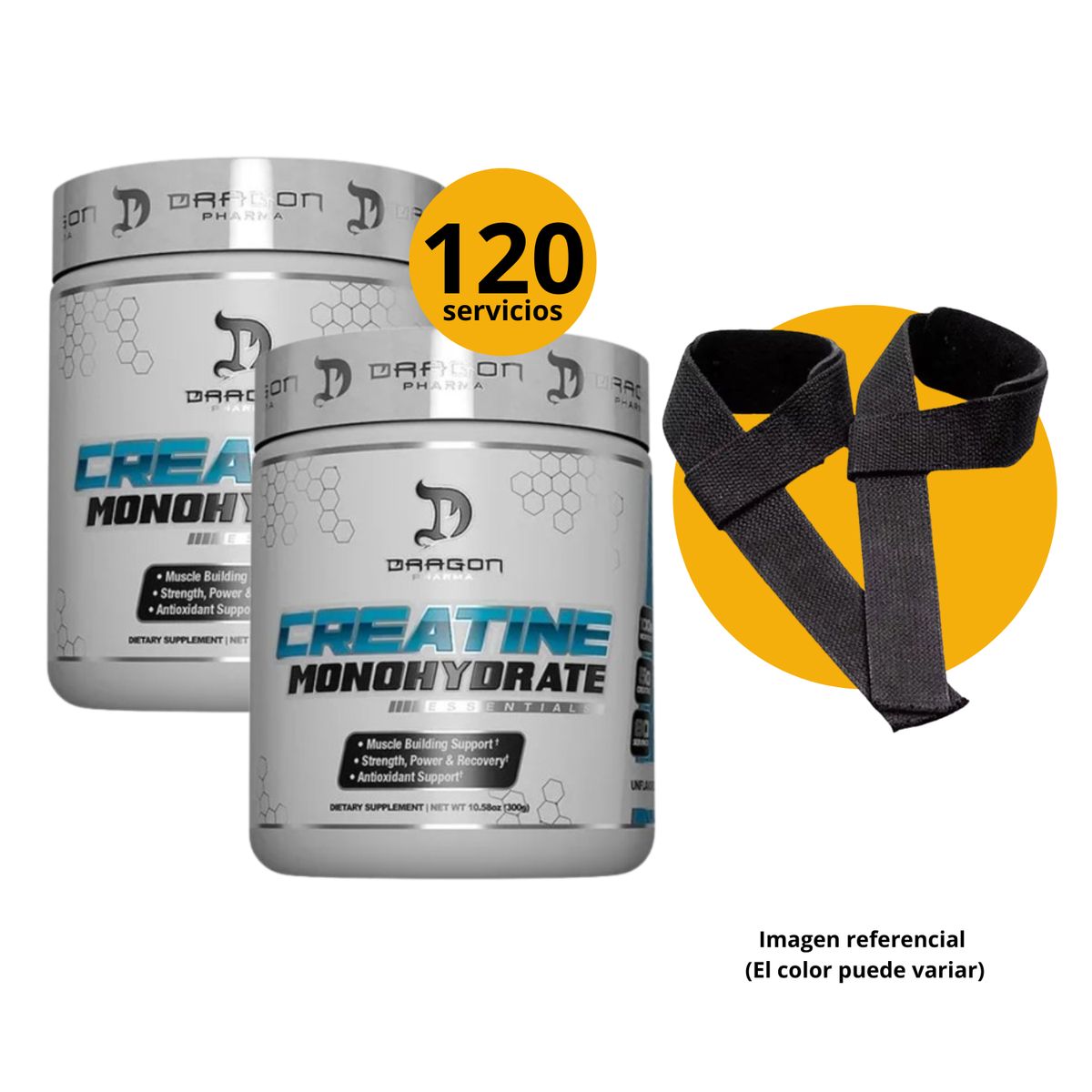 DRAGON - CREATINAS DRAGON PHARMA DE 300gr 2und - CREATINAS MONOHIDRATADAS CON STRAPS