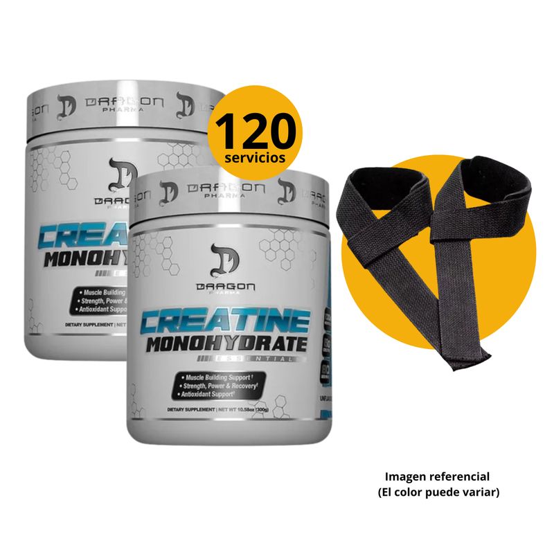 DRAGON - CREATINAS DRAGON PHARMA DE 300gr 2und - CREATINAS MONOHIDRATADAS CON STRAPS