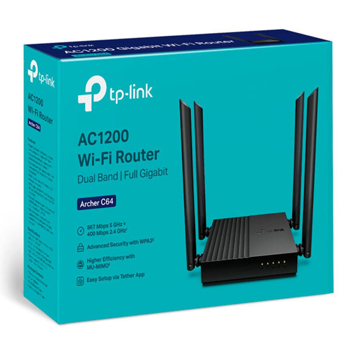 TP LINK - ENRUTADOR TP-LINK ARCHER C64 1200AC MU-MIMO WIFI