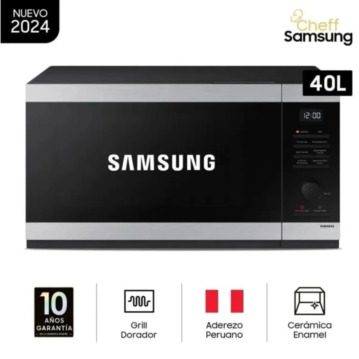 SAMSON - Horno Microondas Samsung 40L Acero Inoxidable Grill - MG40DG5524ATPE