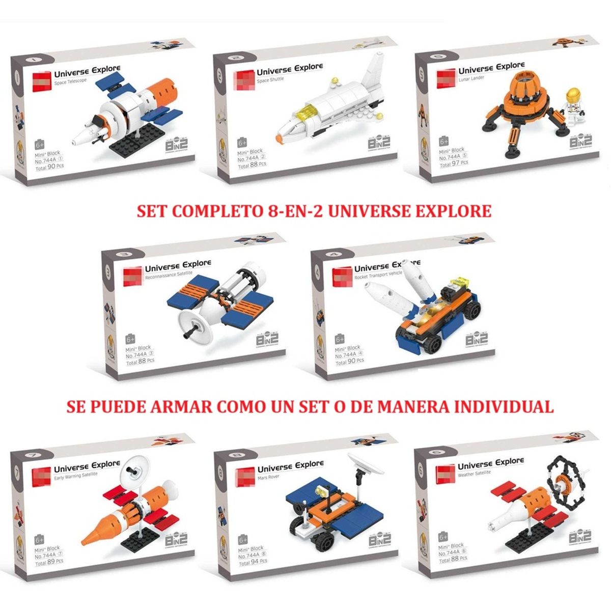 PEQUEÑAS TRAVESURAS - Bloques de Construccion Set Completo Universe Explore 8 en 2