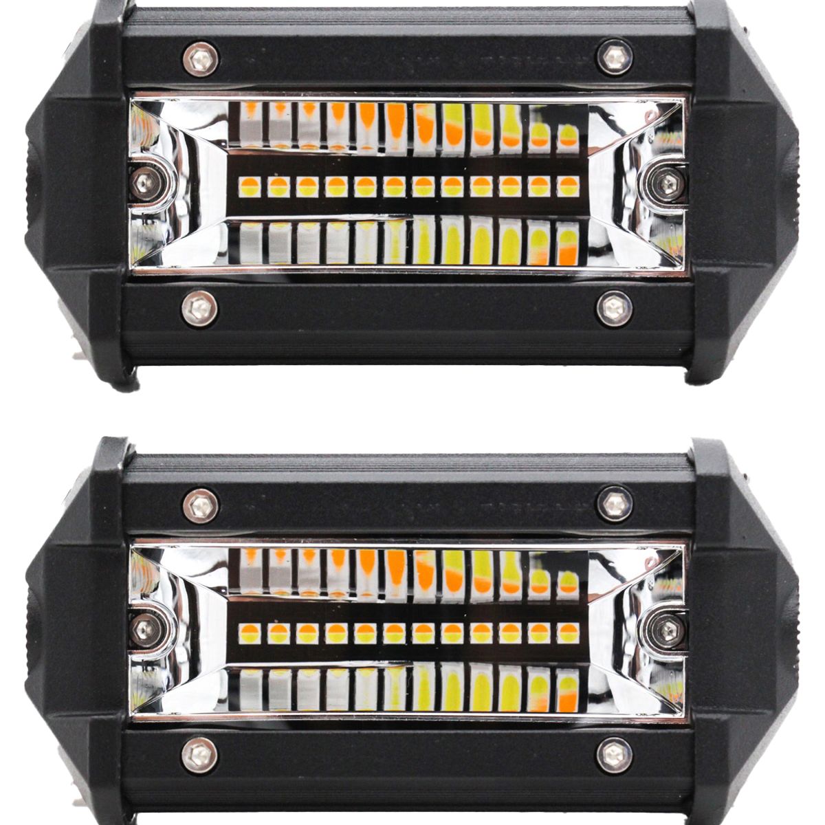GENERICO - 2 Pcs Barra LED 12 LED 36W  Luz Fija + Flash 11cm 12-24V