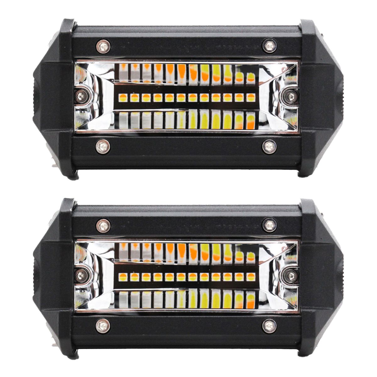 GENERICO - 2 Pcs Barra LED 12 LED 36W  Luz Fija + Flash 11cm 12-24V