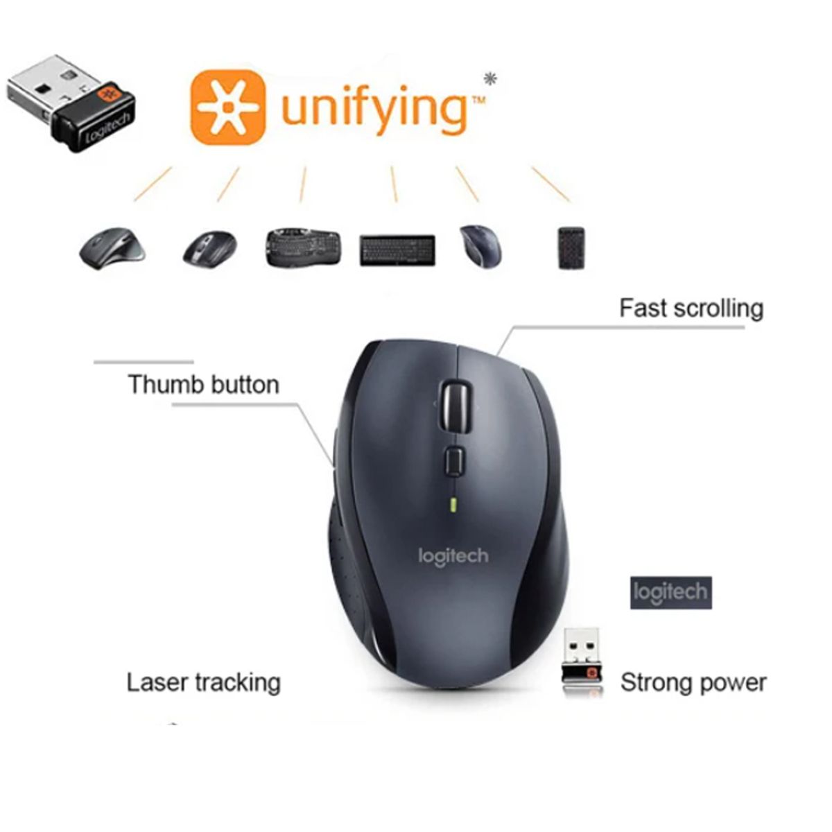 LOGITECH - Mouse Gamer Inalambrico Logitech M705 Ratón- Negro Y Estuche