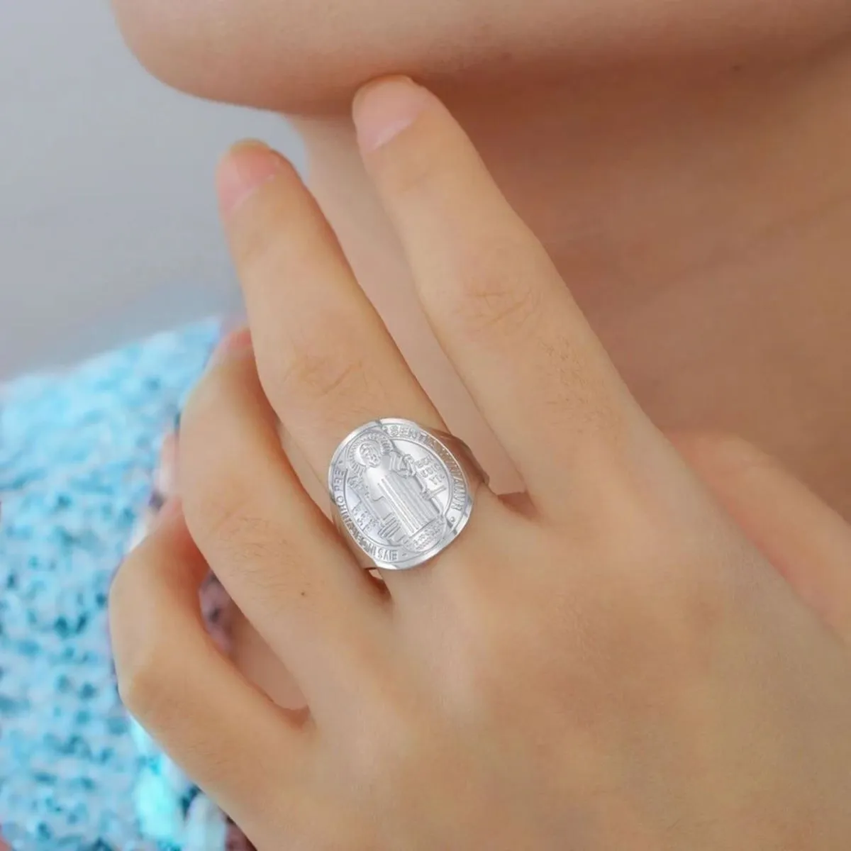 SANTORAL - Anillo San Benito Ajustable - Acero