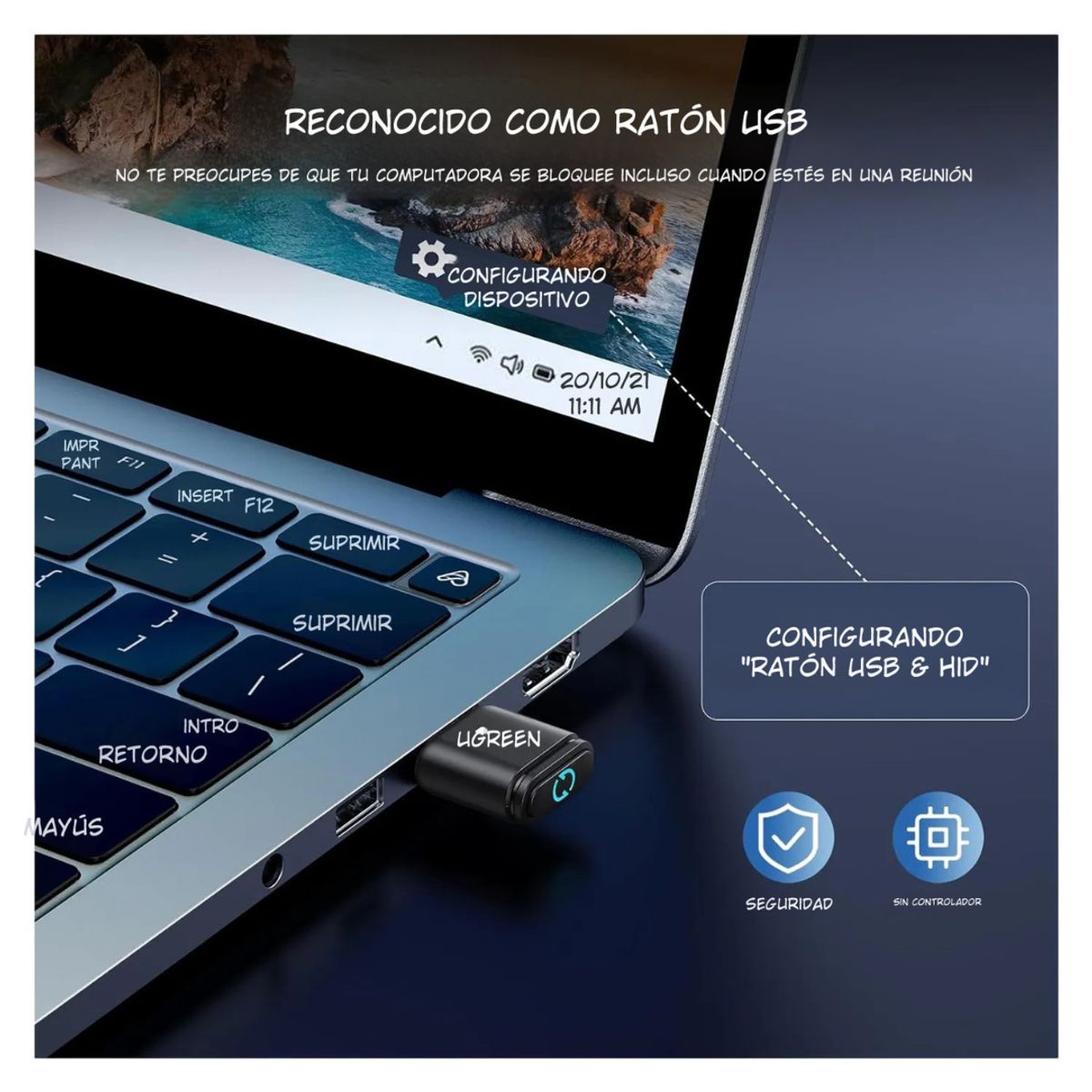 UGREEN - Adaptador UGREEN Receptor USB Bluetooth teclado mouse