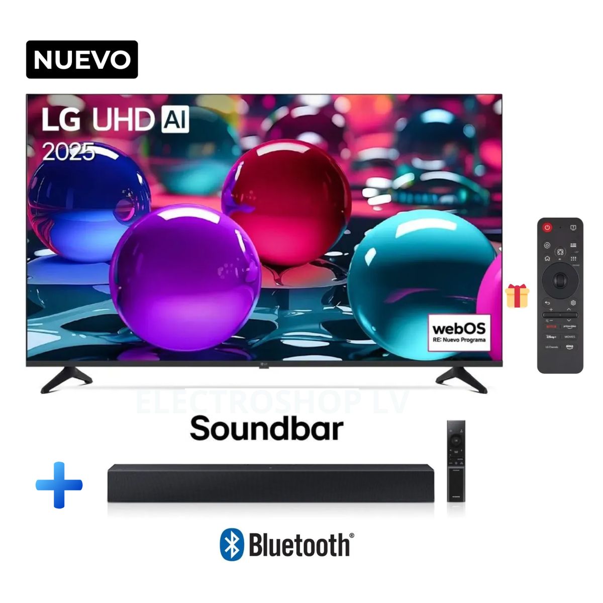 LG - Televisor LG 50 Uhd 4K THINQ Ai 50Ua7300Psb Smart Tv 2025 + Soundbar