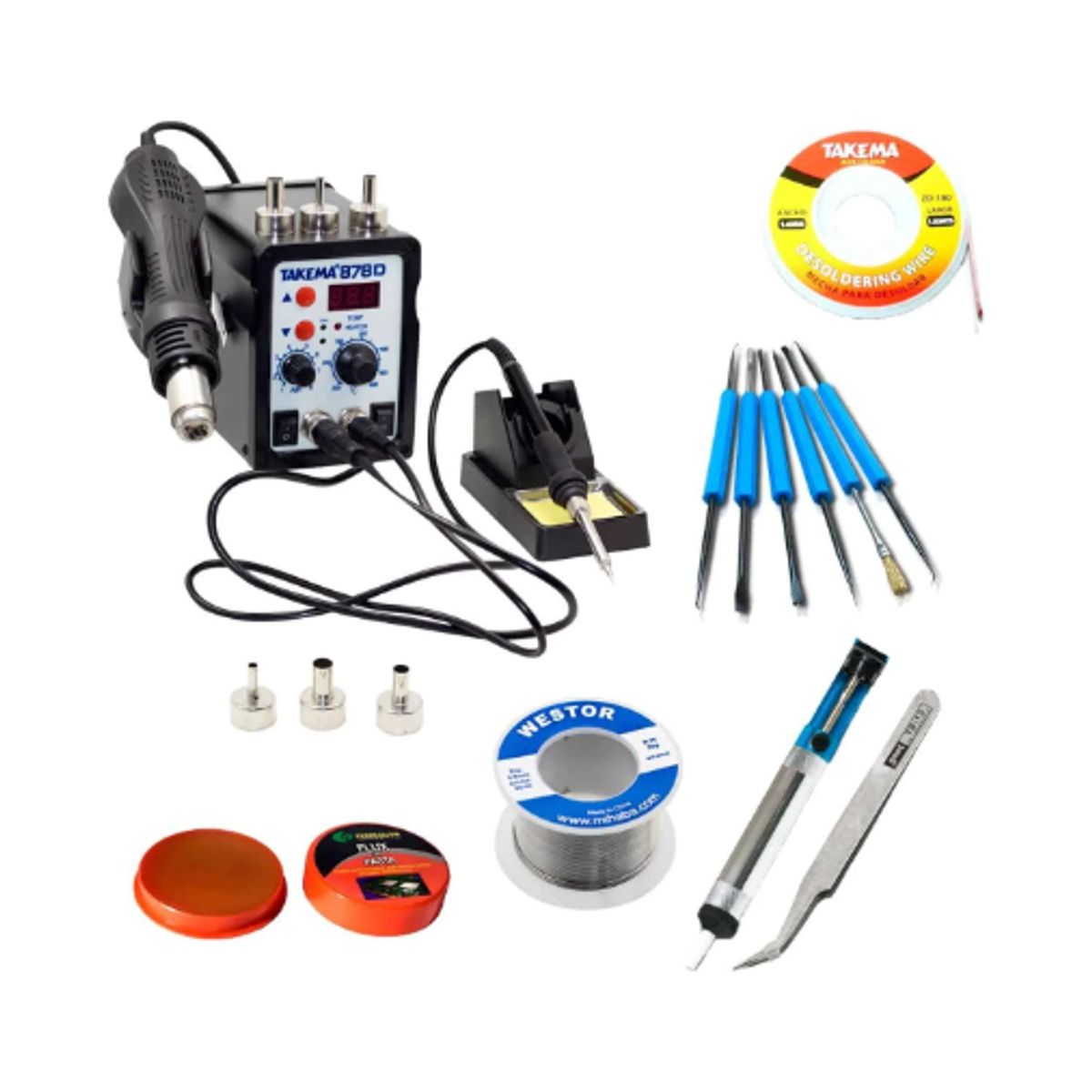 GENERICO - Kit Estación para Soldar + Accesorios 878D-KIT7 WESTOR