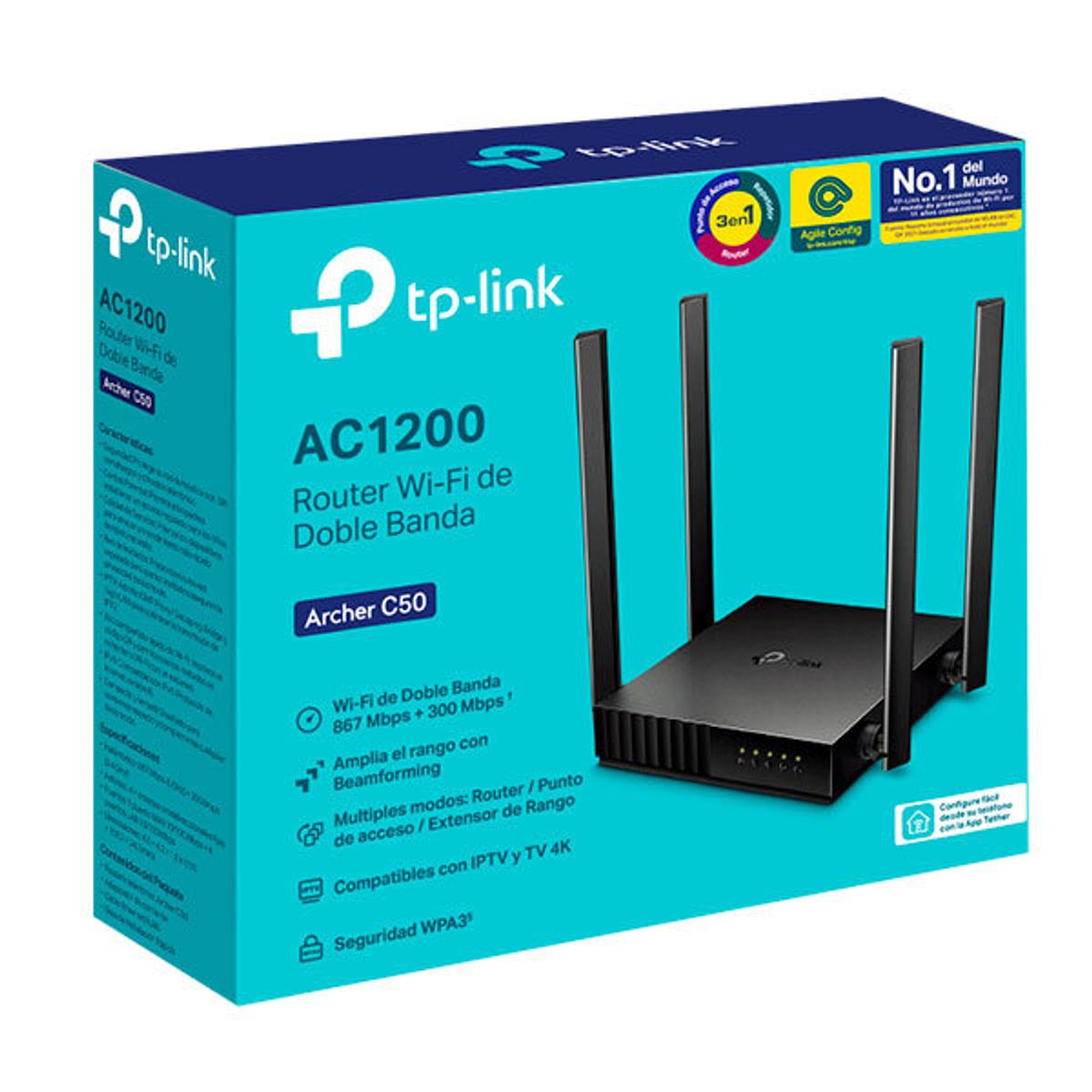 TP LINK - ROUTER TP-LINK AC1200 DOBLE BANDA ARCHER C50 INALÁMBRICO