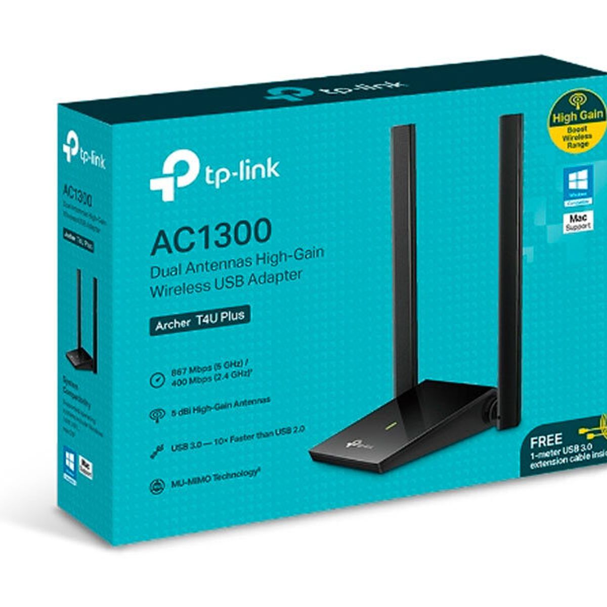 TP LINK - ADAPTADOR USB TP-LINK AC1300 DOBLE BANDA ARCHER T4U