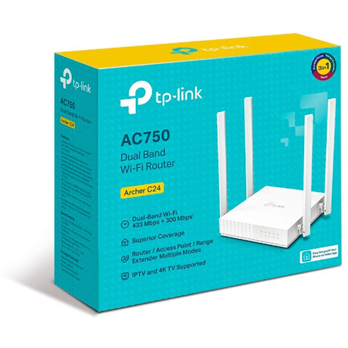 TP LINK - ROUTER TP-LINK AC750 DOBLE BANDA ARCHER C24