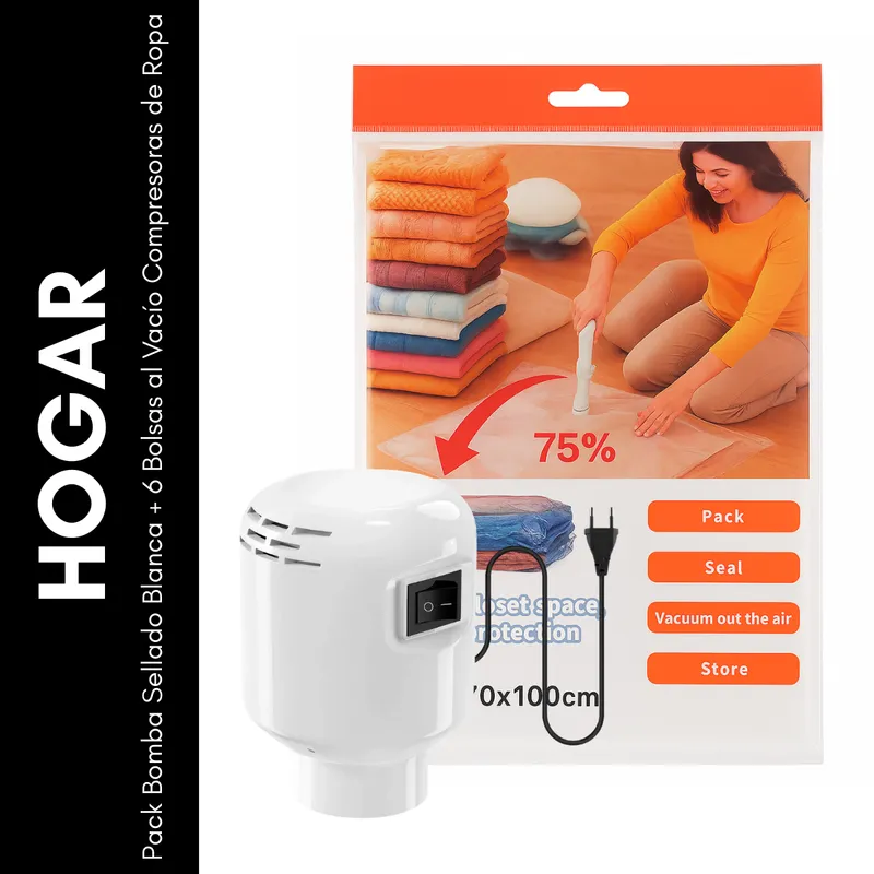 GENERICO - Pack Bomba Sellado Blanca + 1 Bolsa al Vacío Compresoras de Ropa