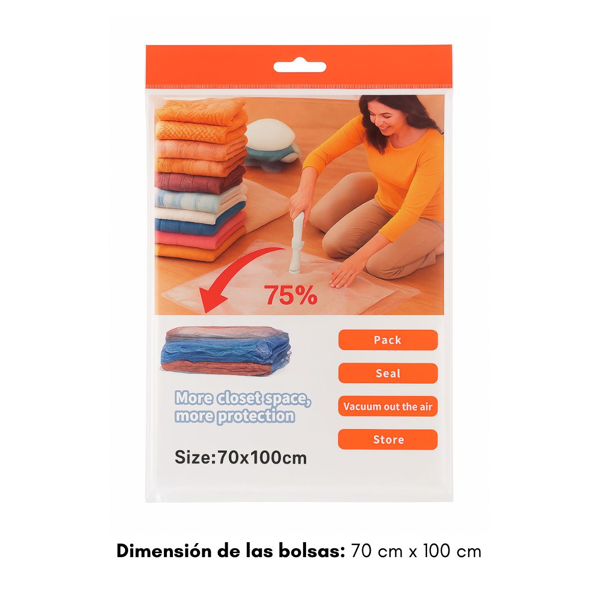 GENERICO - Pack x2 Bolsas al vacío compresoras de ropa 2 und